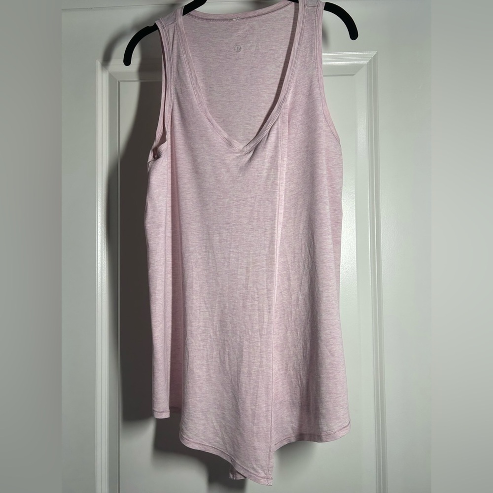Women's Lululemon Pink Sleeveless Top with Overlay in Front- Size 8